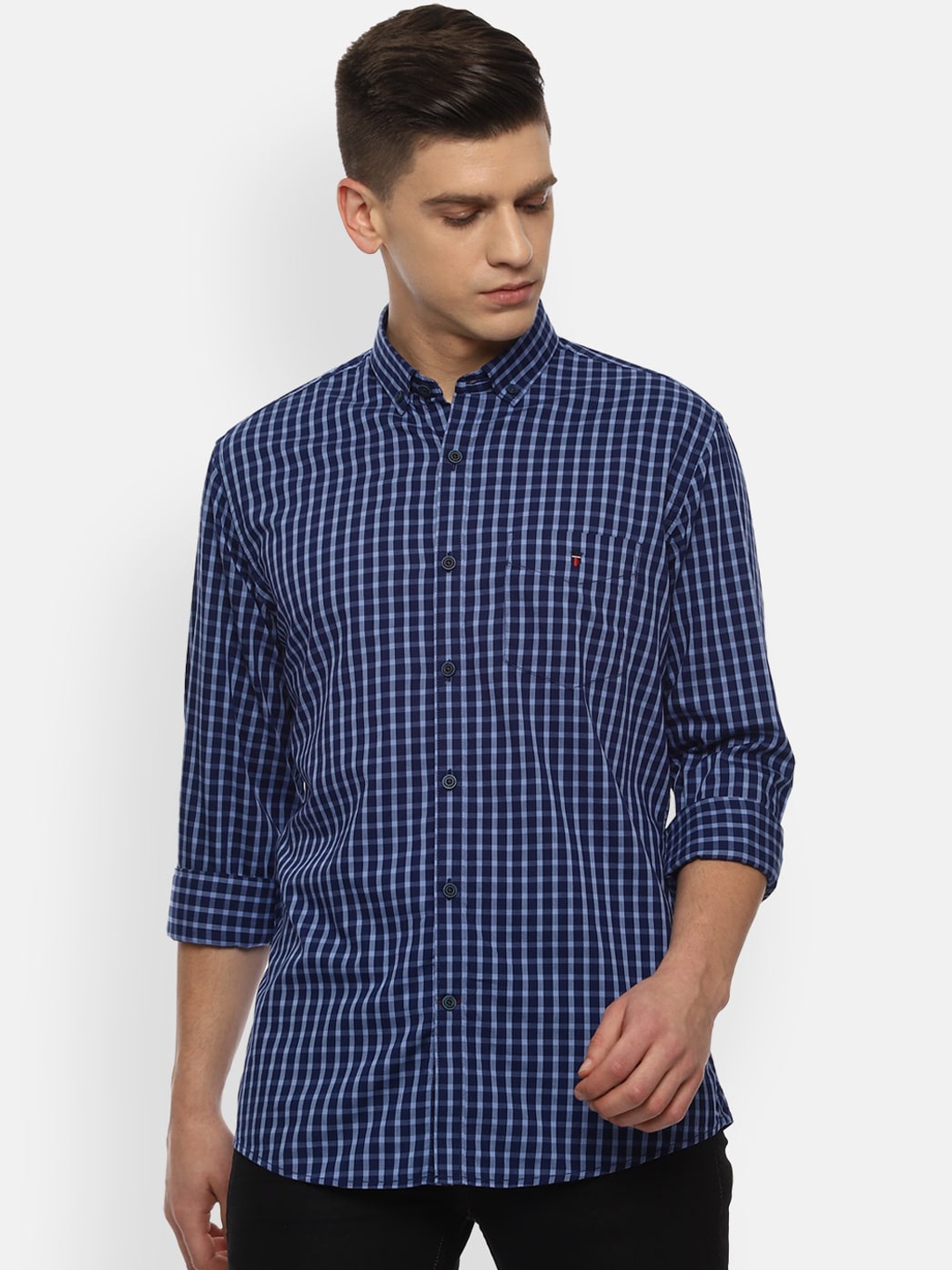 

Louis Philippe Sport Men Navy Blue Slim Fit Opaque Checked Casual Shirt