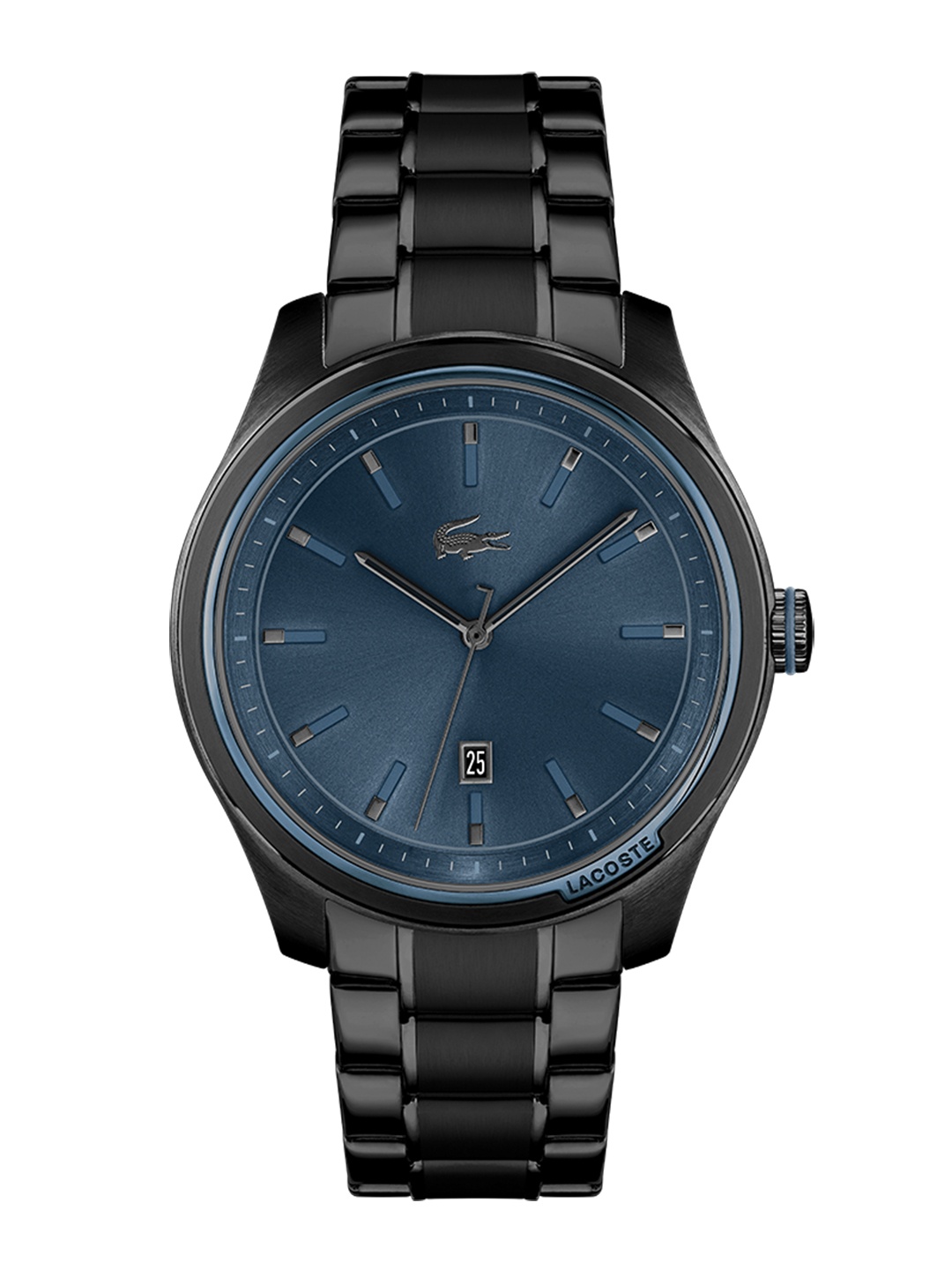

Lacoste Men Blue Brass Dial & Black Stainless Steel Bracelet Style Analogue Watch 2011147
