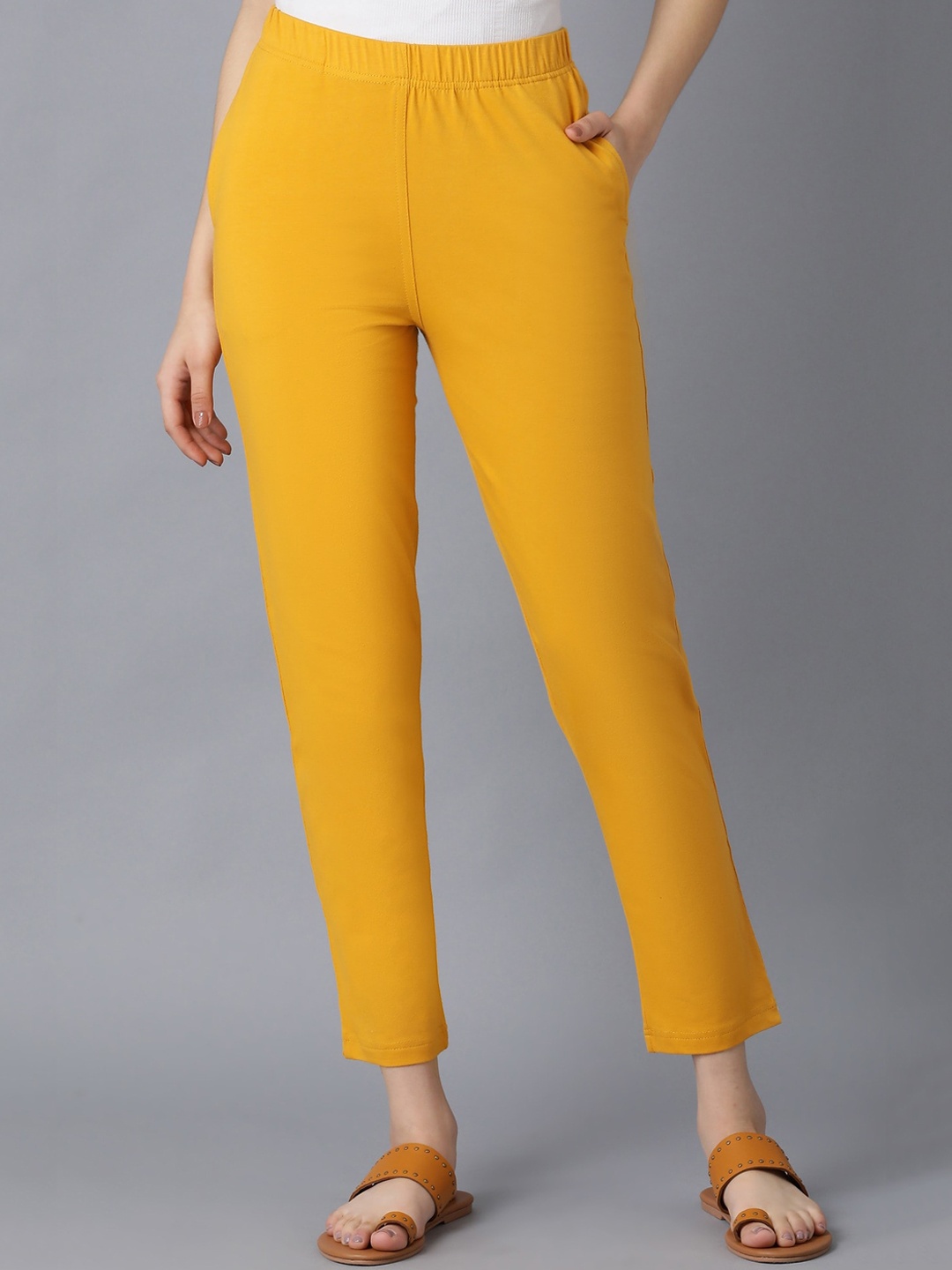 

elleven Women Yellow Slim Fit Trousers