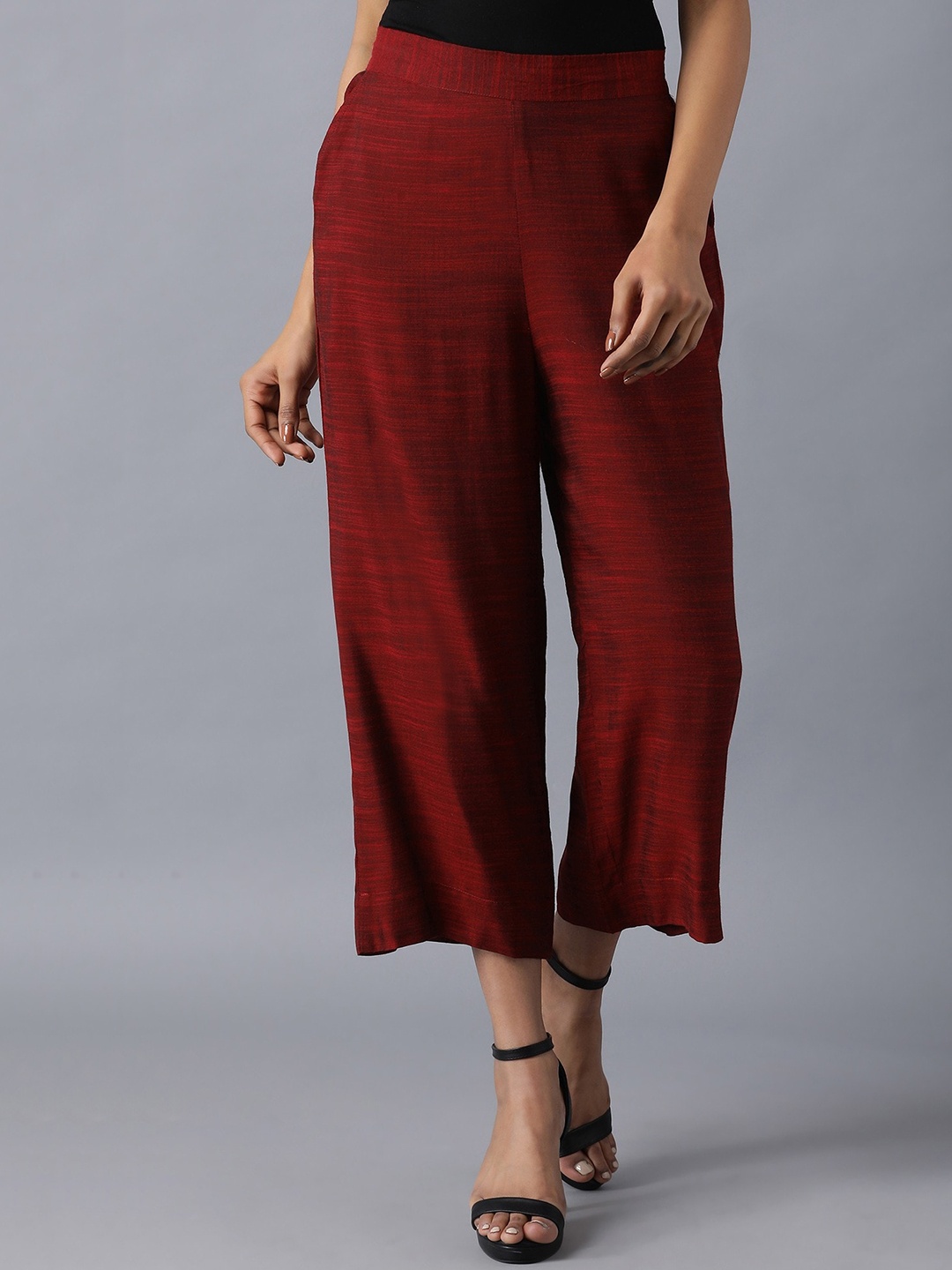 

elleven Women Red Pure Cotton Culottes Trousers