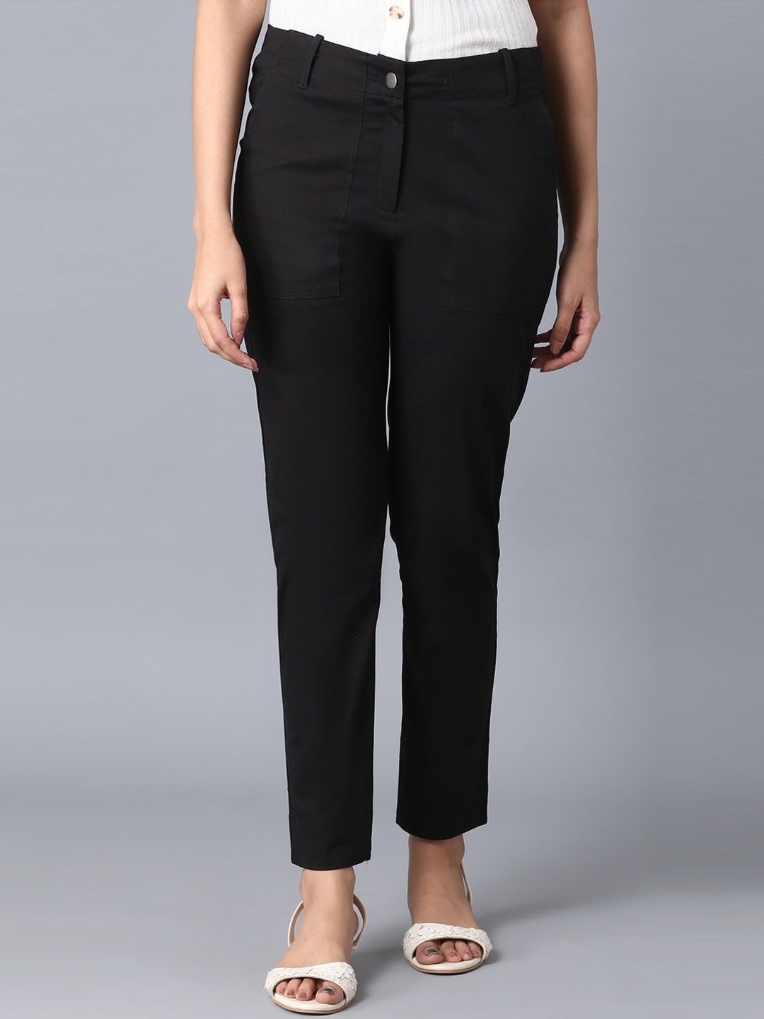 

elleven Women Black Solid Trousers