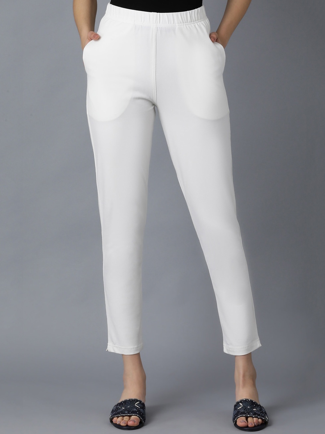 

elleven Women White Slim Fit Trousers