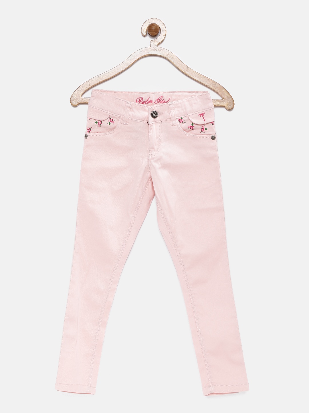 

Palm Tree Girls Pink Solid Flat-Front Trousers