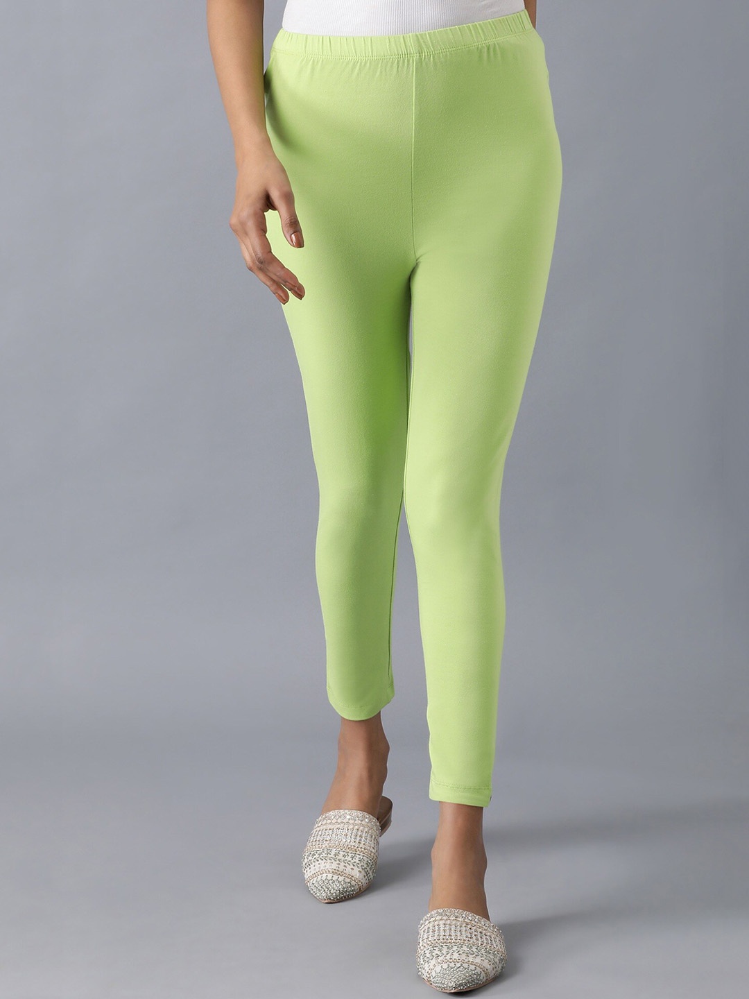 

elleven Women Lime Green Solid Ankle Length Leggings