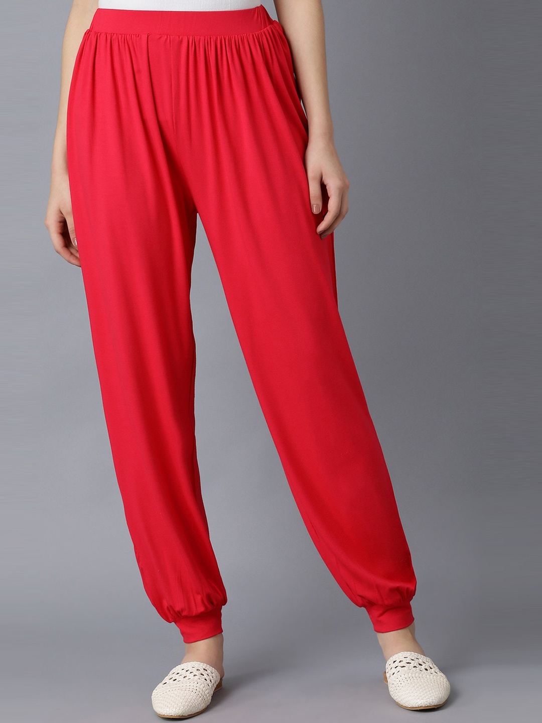 

elleven Women Red Solid Loose-Fit Harem Pants