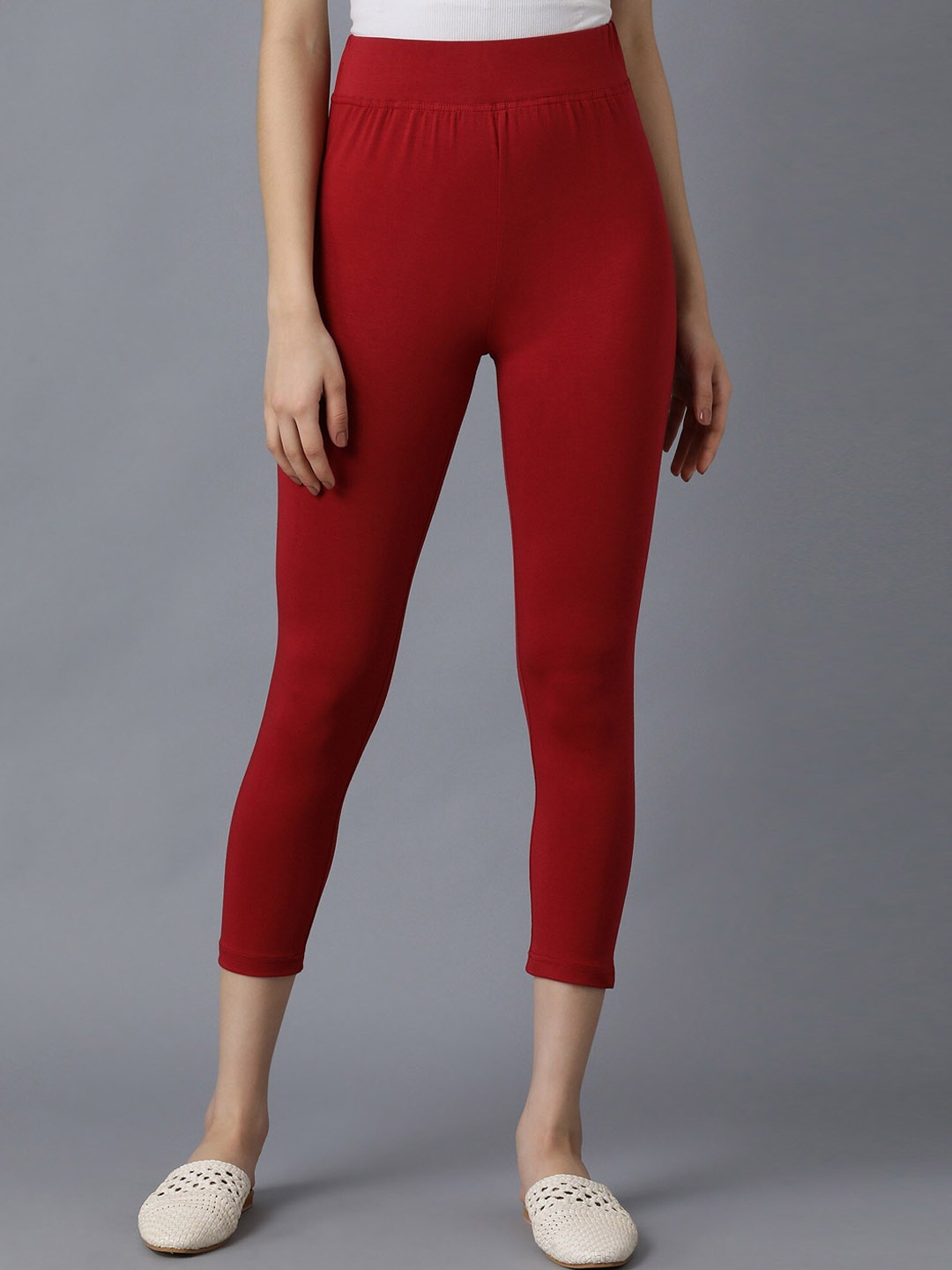 

elleven Women Red Solid Ankle Length Leggings