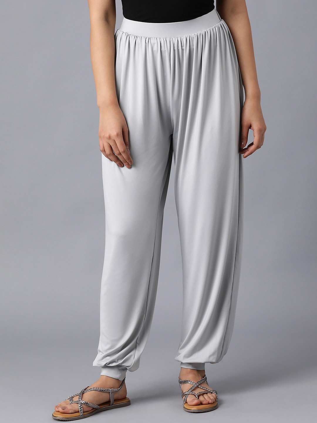

elleven Women Silver-Coloured Solid Harem Pants