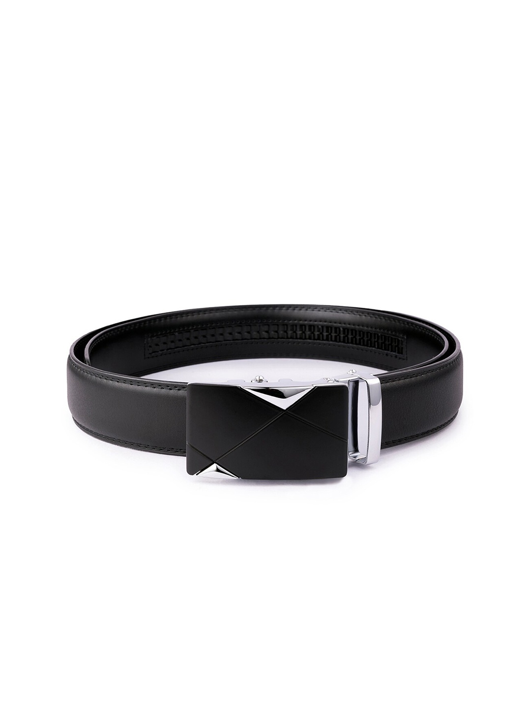 

BANGE Men Black Textured Leather Formal Belt