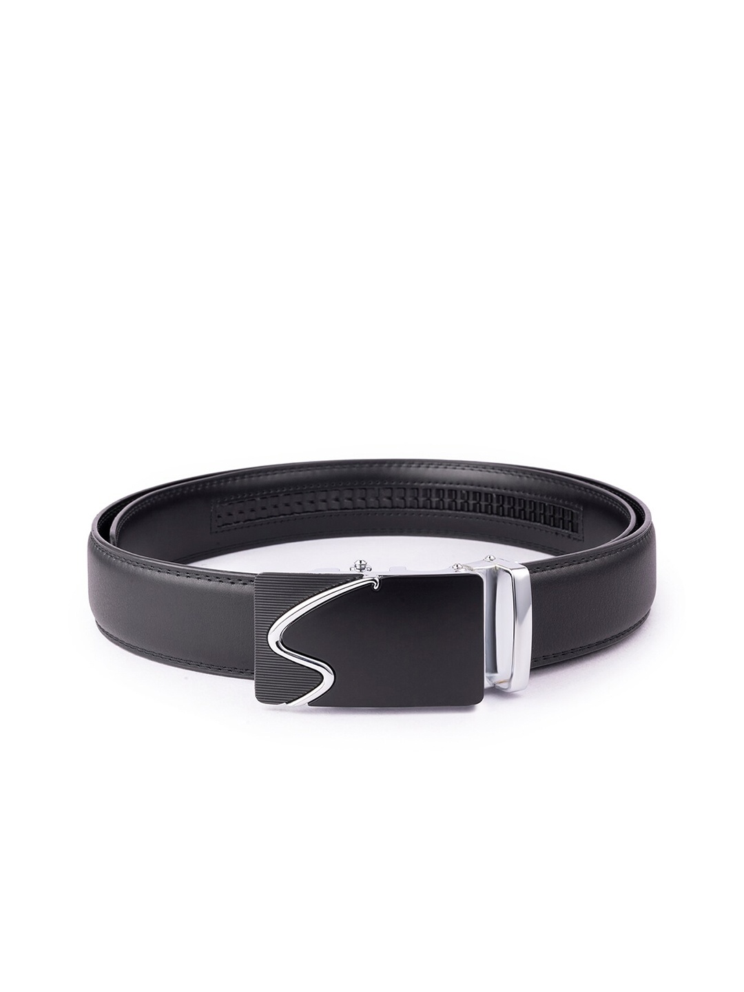 

BANGE Men Black Textured Leather Belt