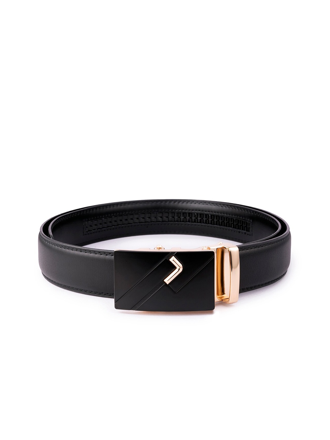 

BANGE Men Black Textured Leather Formal Belt