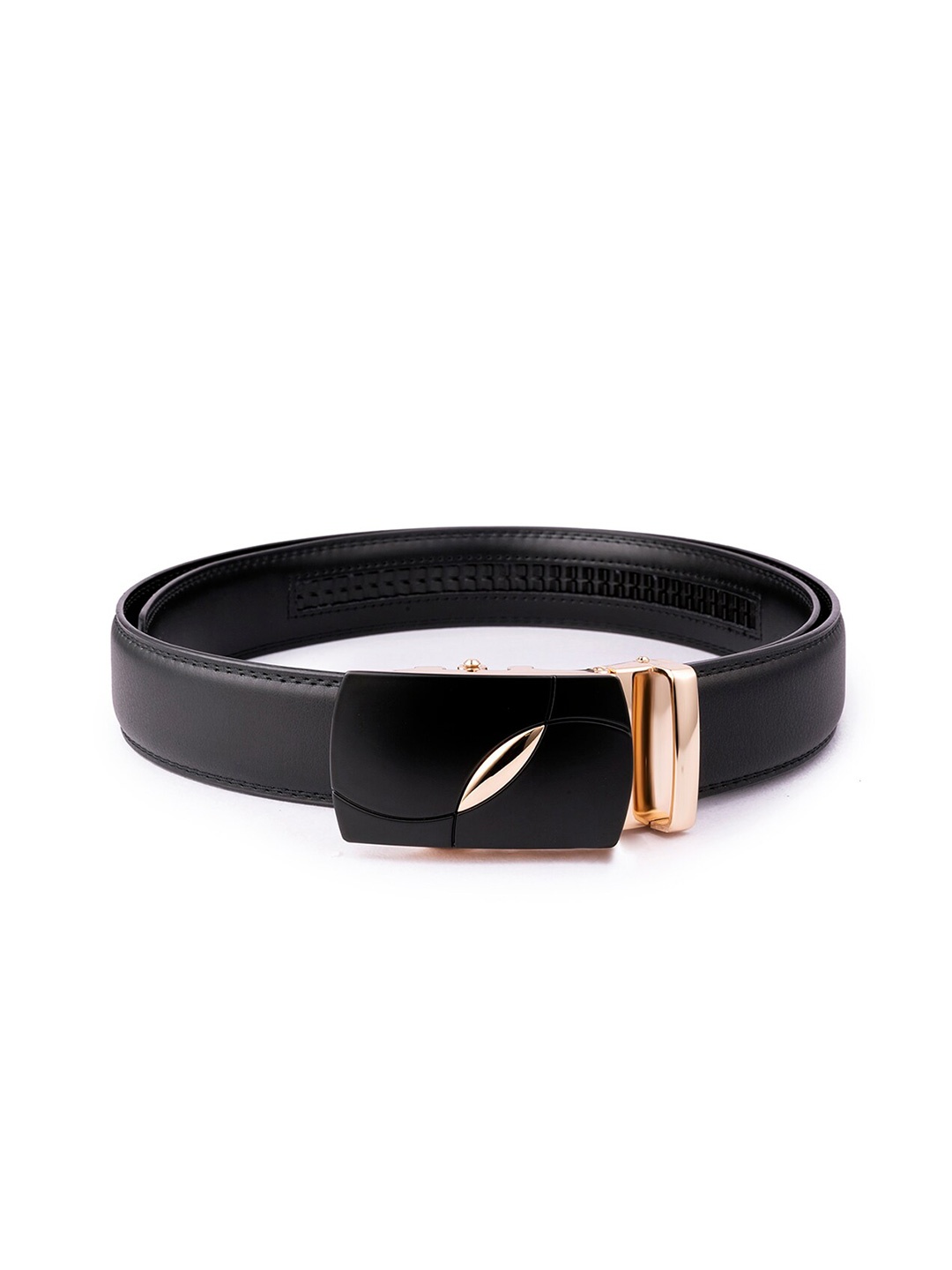 

BANGE Men Black Textured Leather Formal Belt