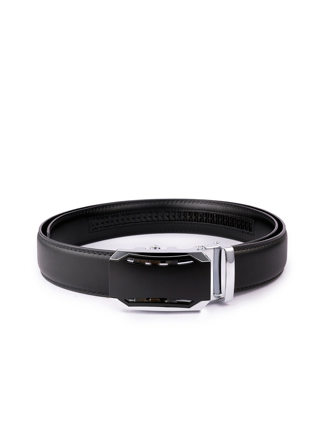 

BANGE Men Black Textured Leather Belt