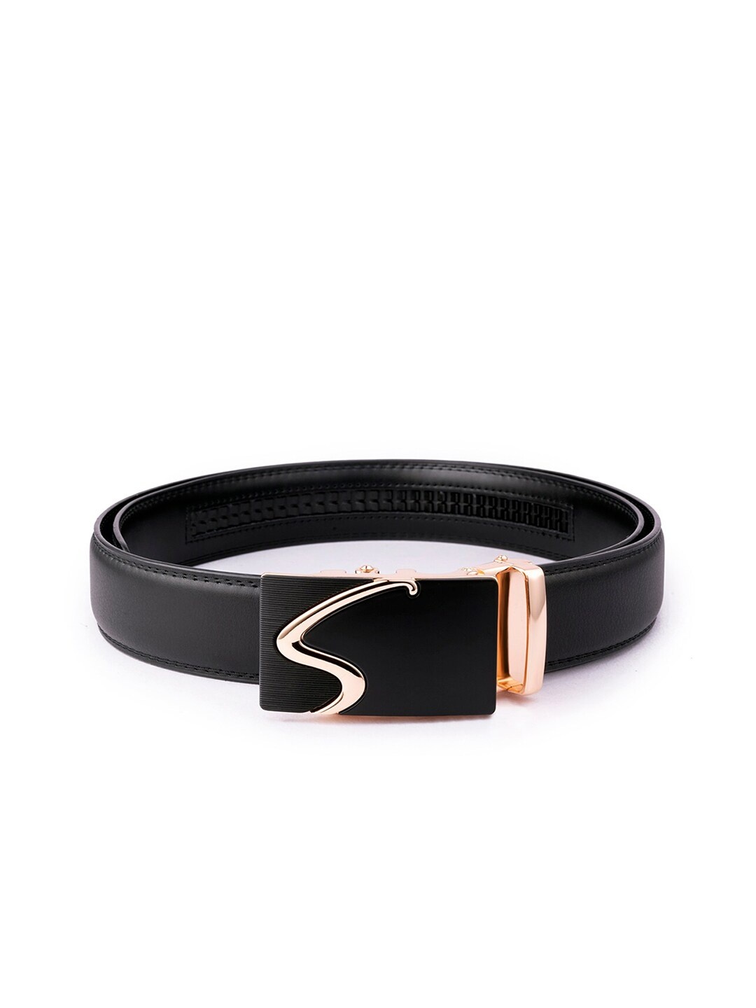 

BANGE Men Black Textured Leather Formal Belt