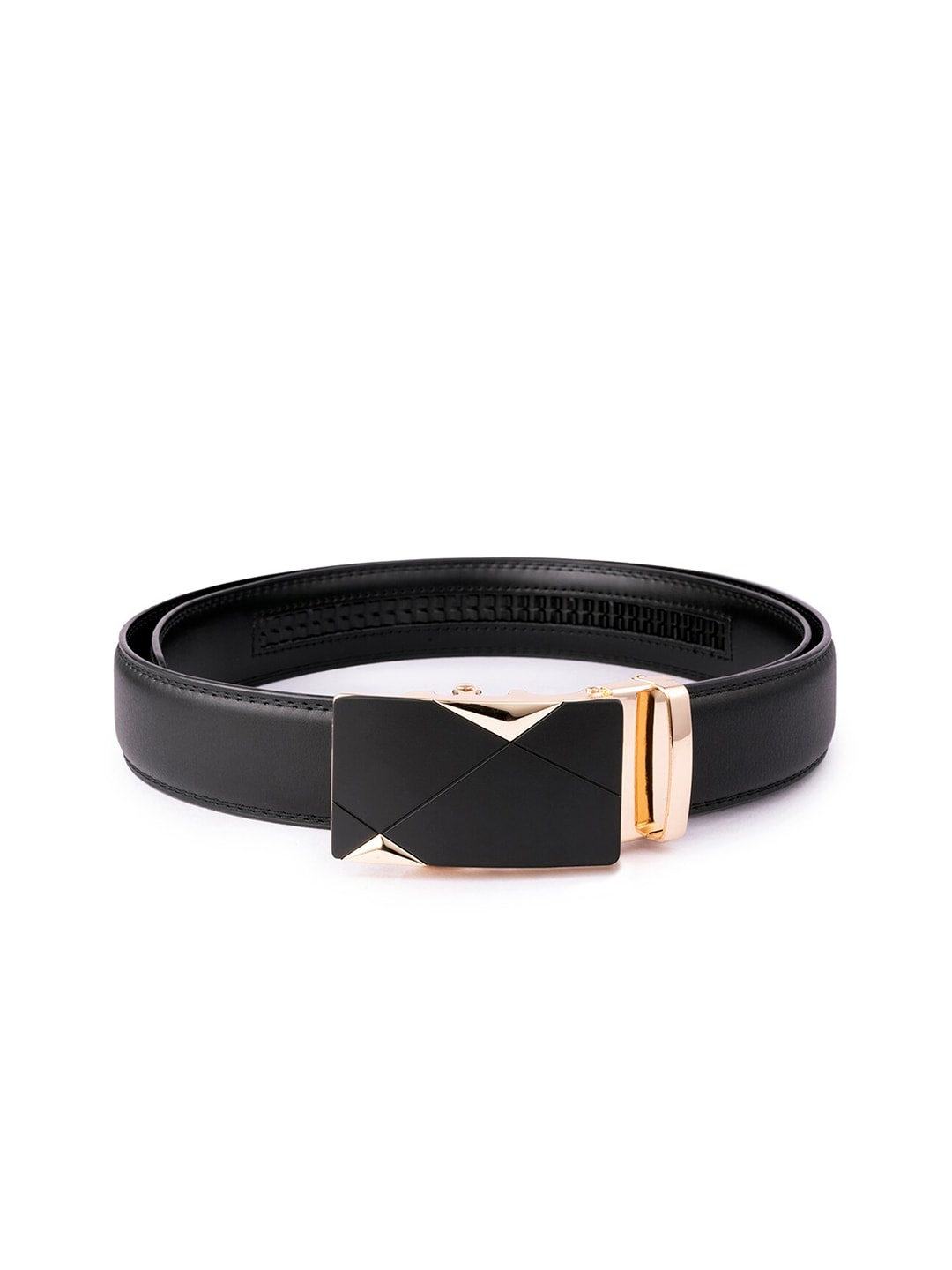 

BANGE Men Black Textured Leather Formal Belt