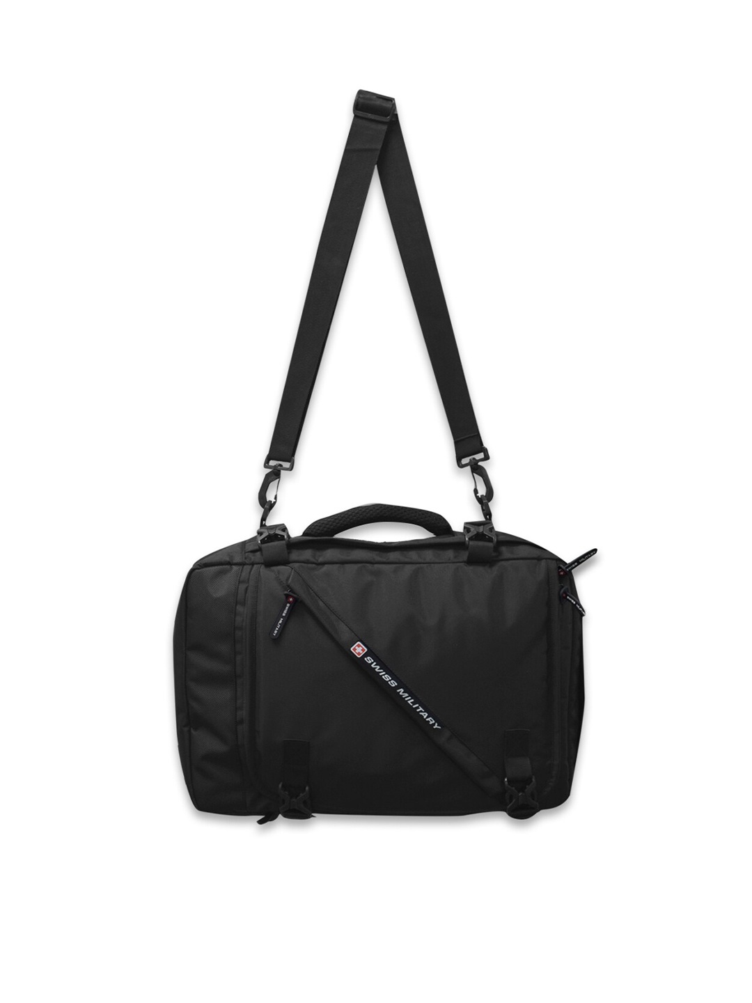 

SWISS MILITARY Black Brand Logo Backpack Cum Sling Bag