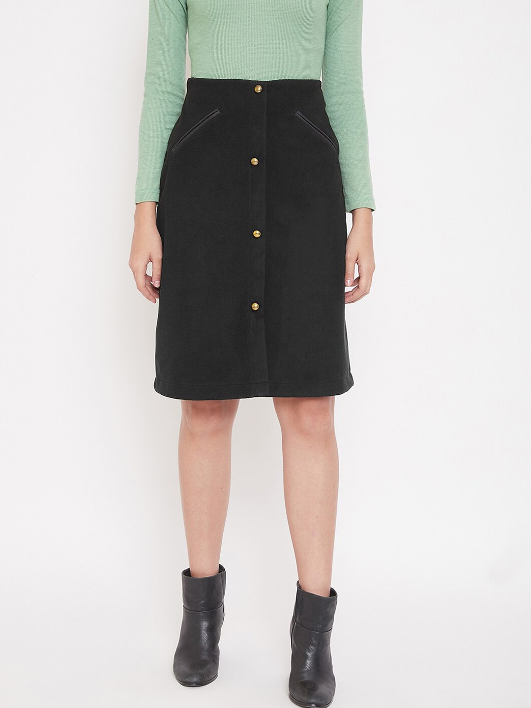 

JUMP USA Women Black Solid Pencil Knee-Length Skirt