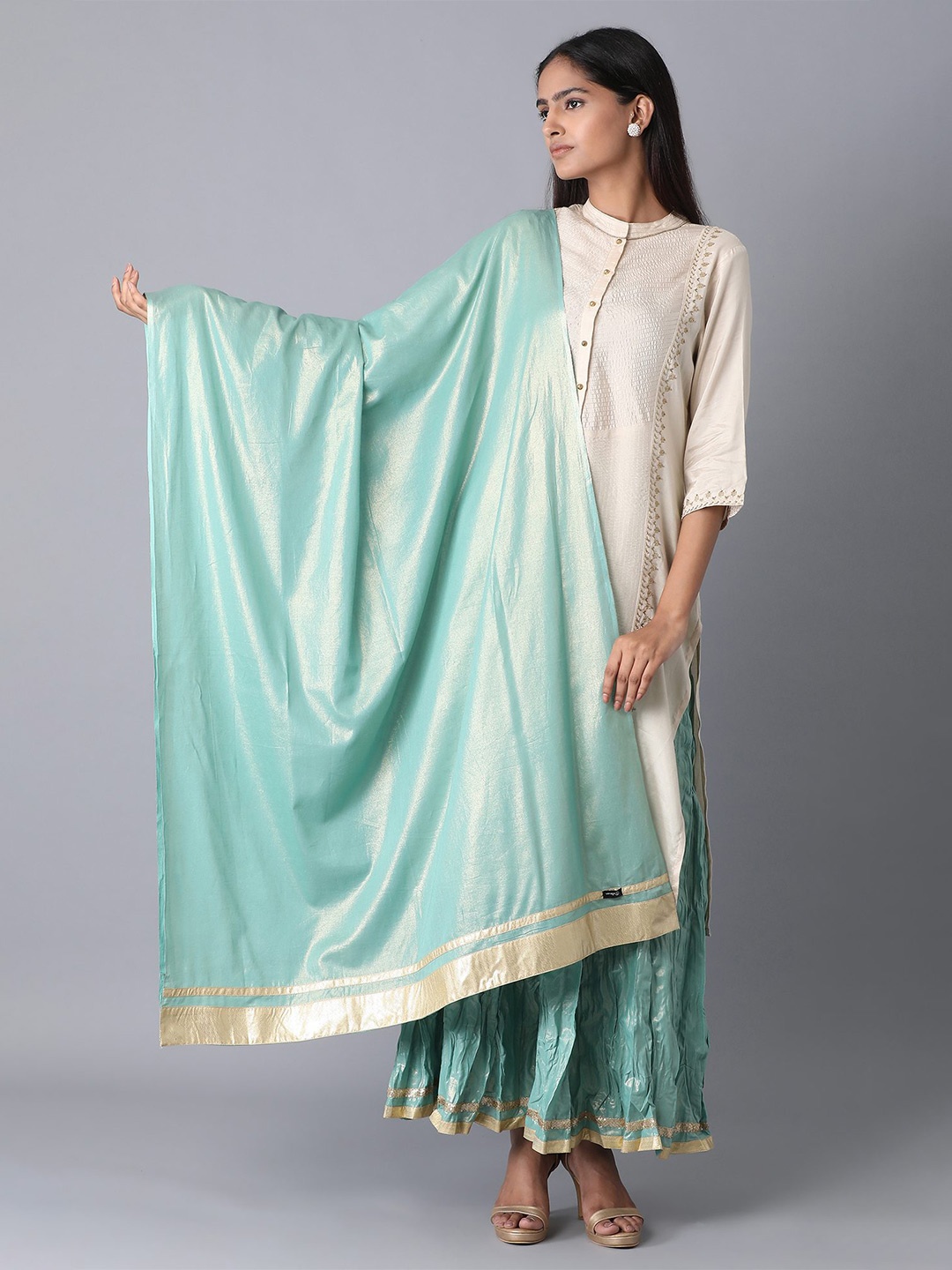 

elleven Teal Green Pure Cotton Dupatta