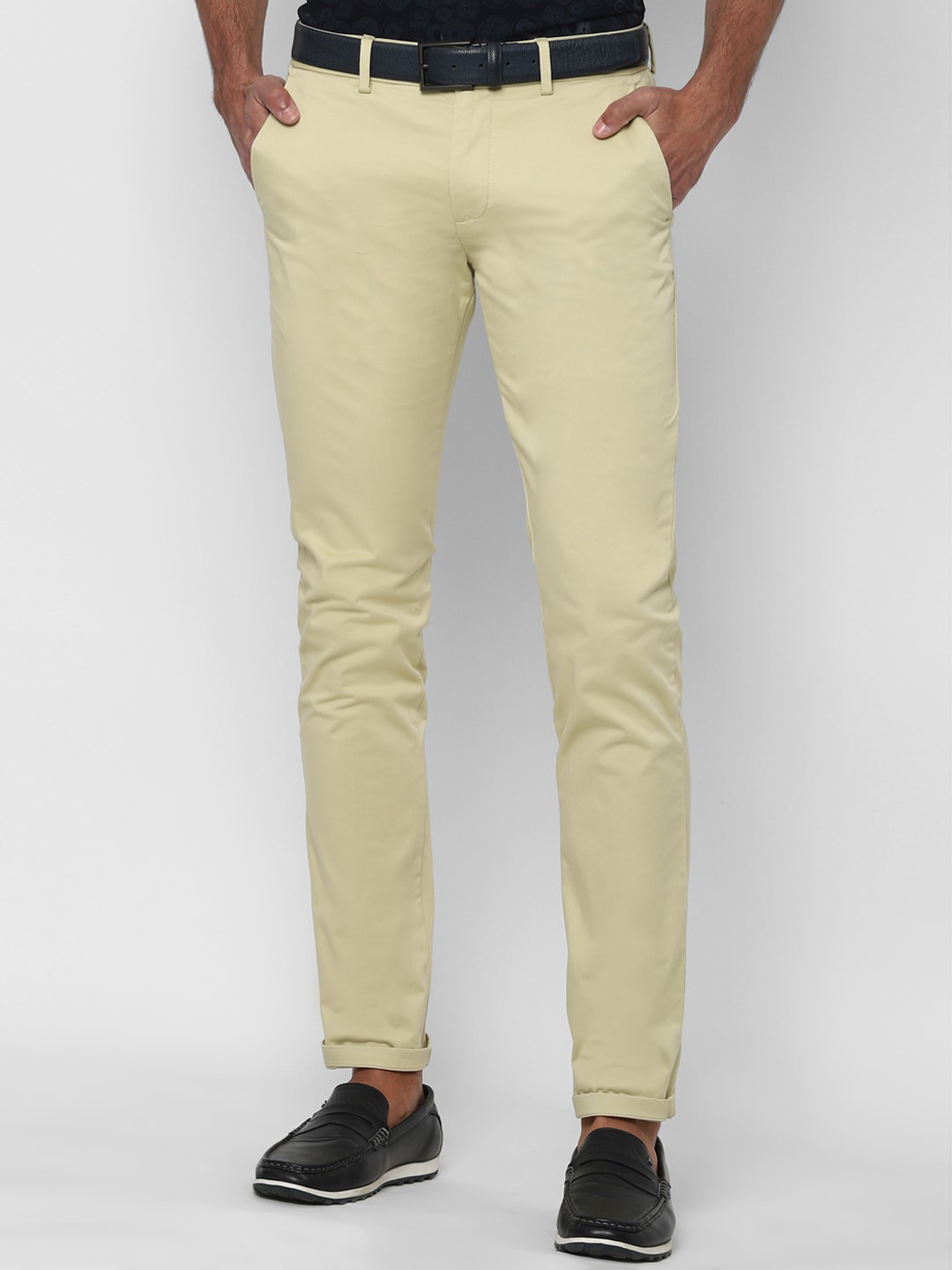 

Allen Solly Men Cream-Coloured Slim Fit Trousers