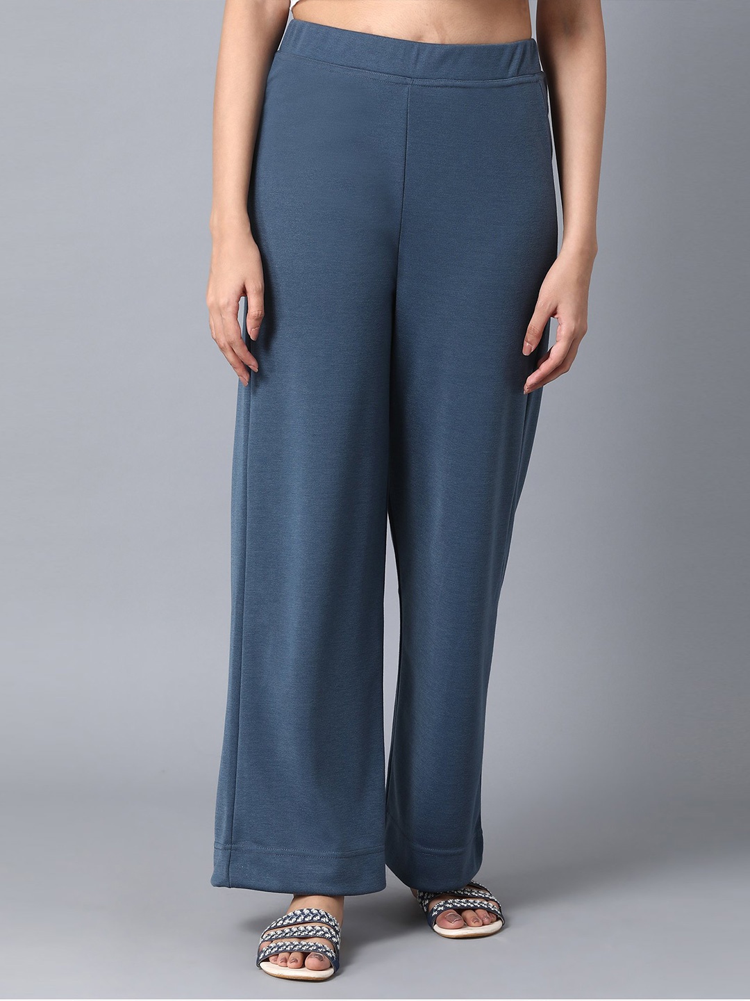 

elleven Women Blue Solid Straight Fit Palazzos
