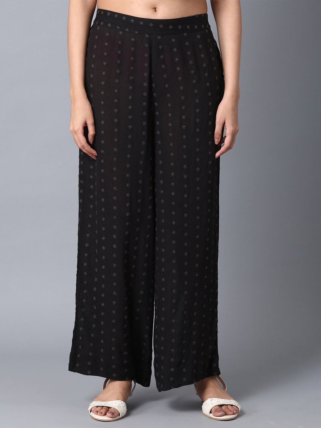 

elleven Women Black Floral Palazzos