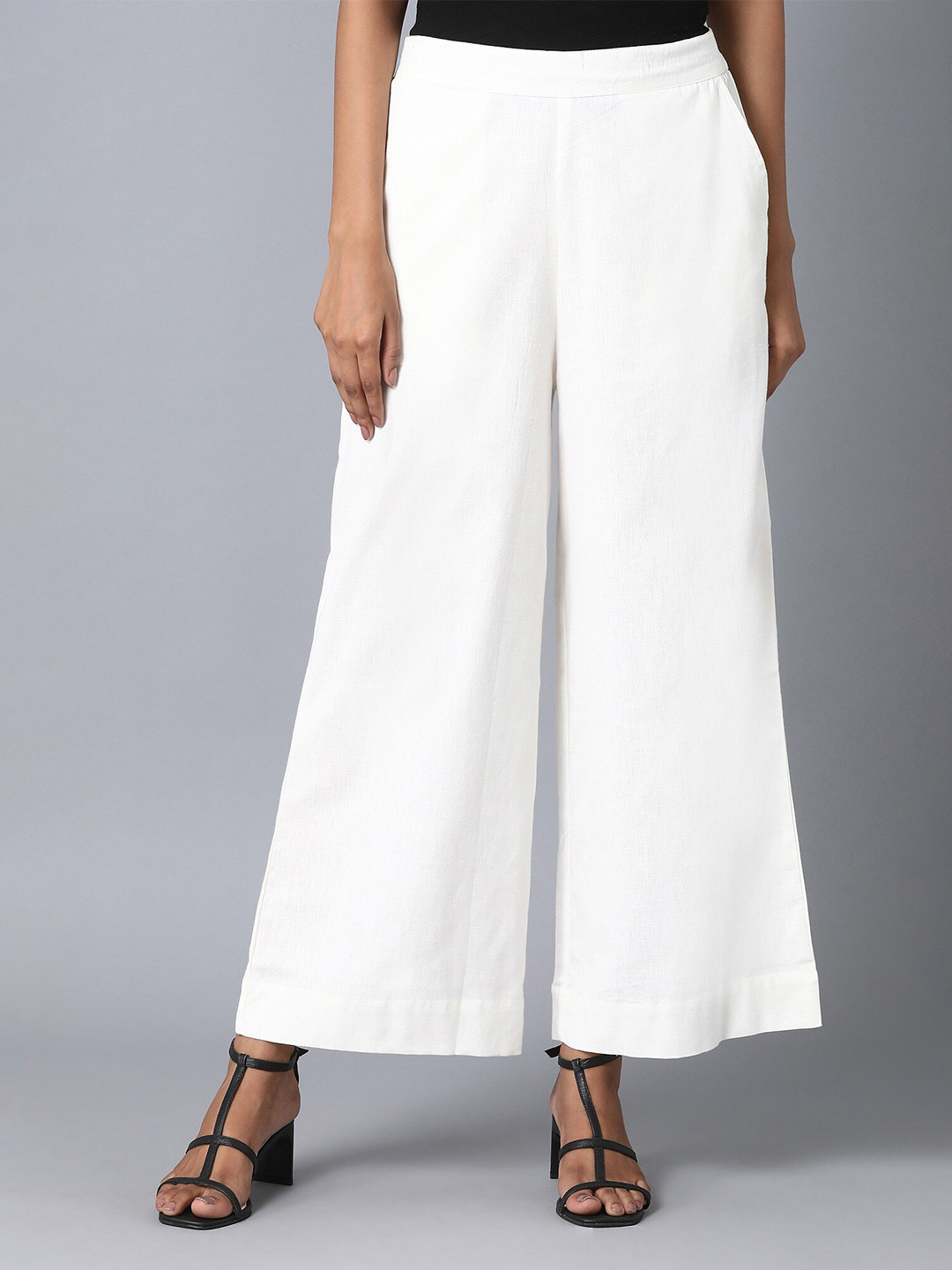 

elleven Women White Solid Wide Leg Palazzos