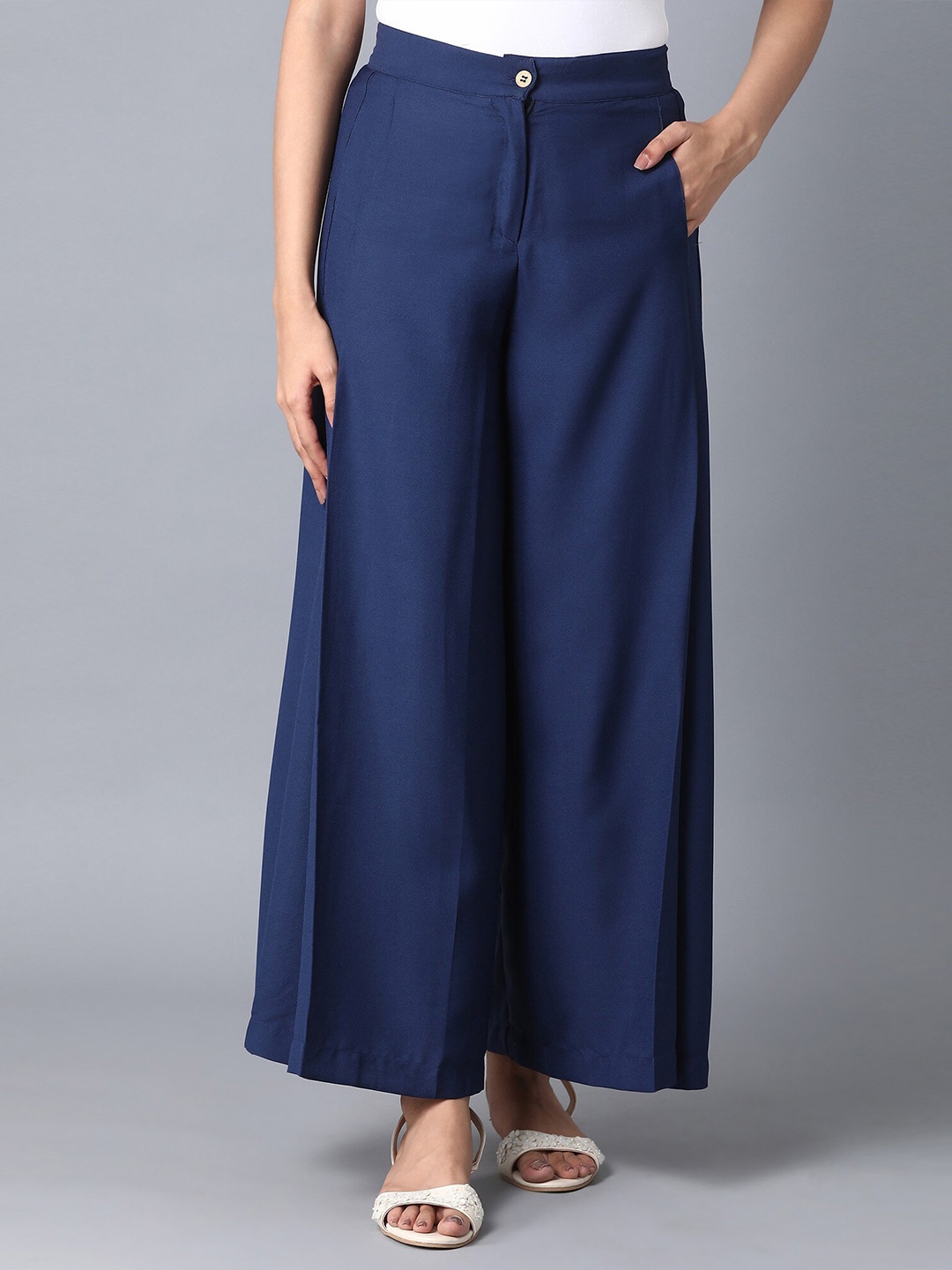 

elleven Women Navy Blue Palazzos