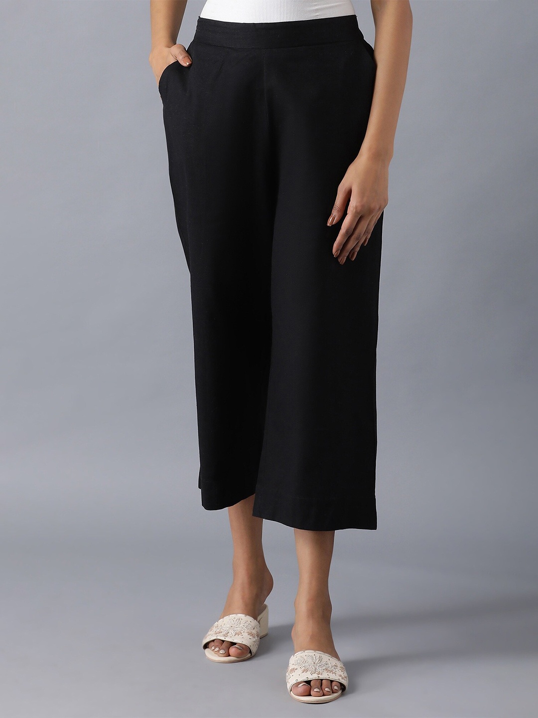 

elleven Women Black Cropped Palazzos