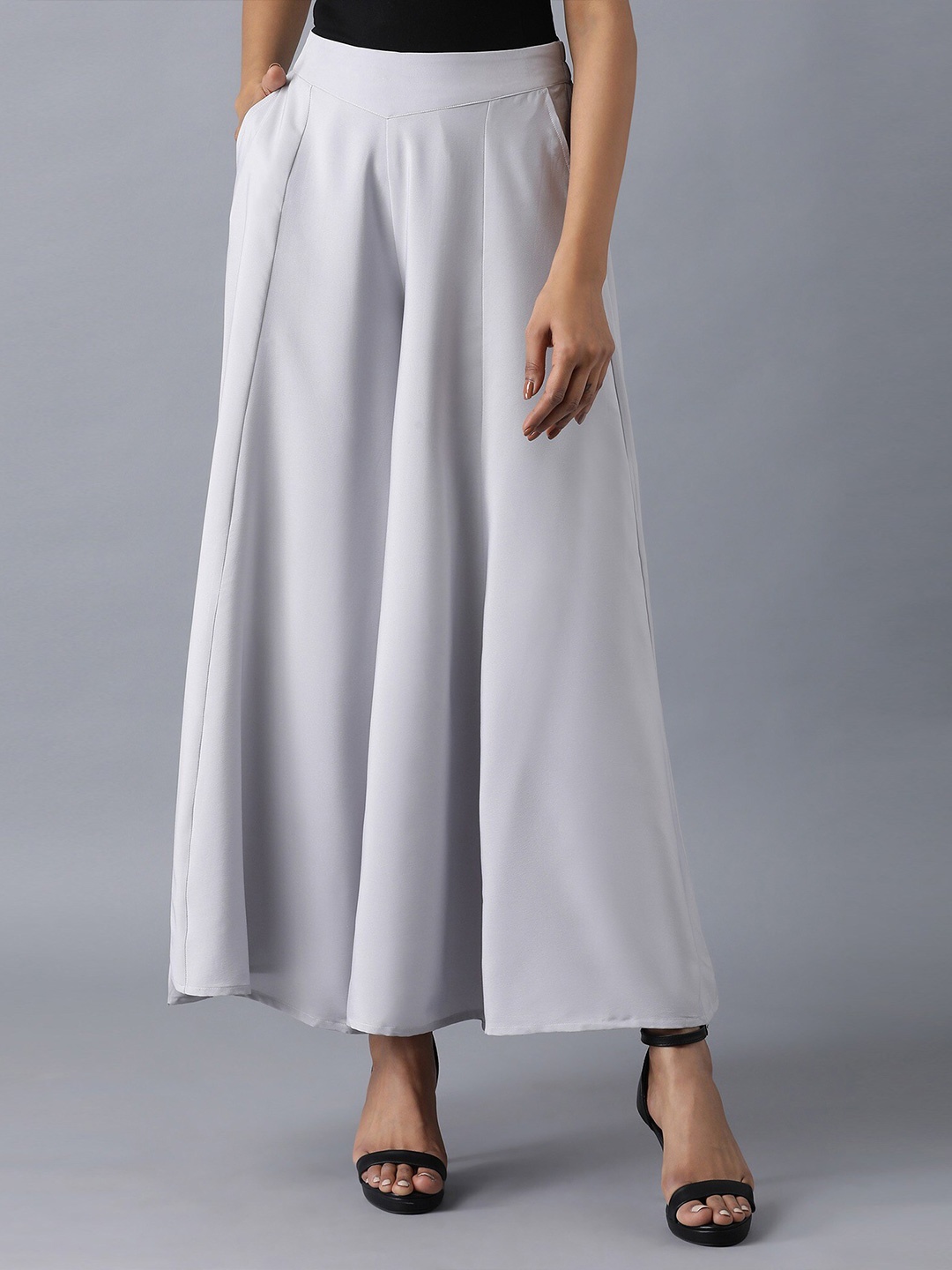 

elleven Women Grey Flared Palazzos