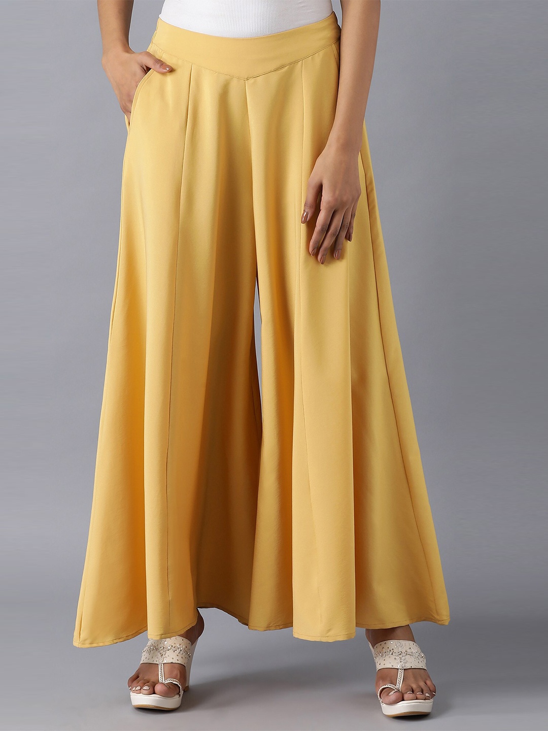 

elleven Women Yellow Flared Palazzos