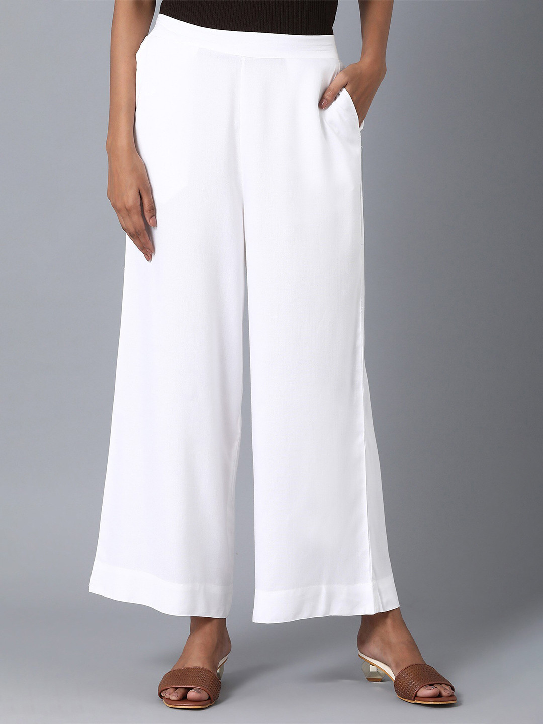 

elleven Women White Flared Palazzos