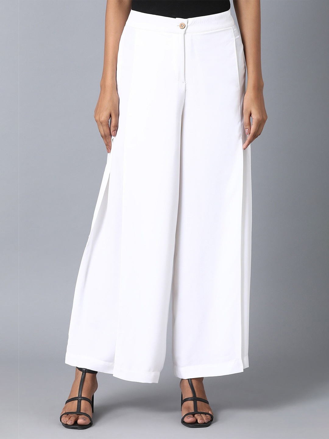 

elleven Women White Solid Wide Leg Palazzos