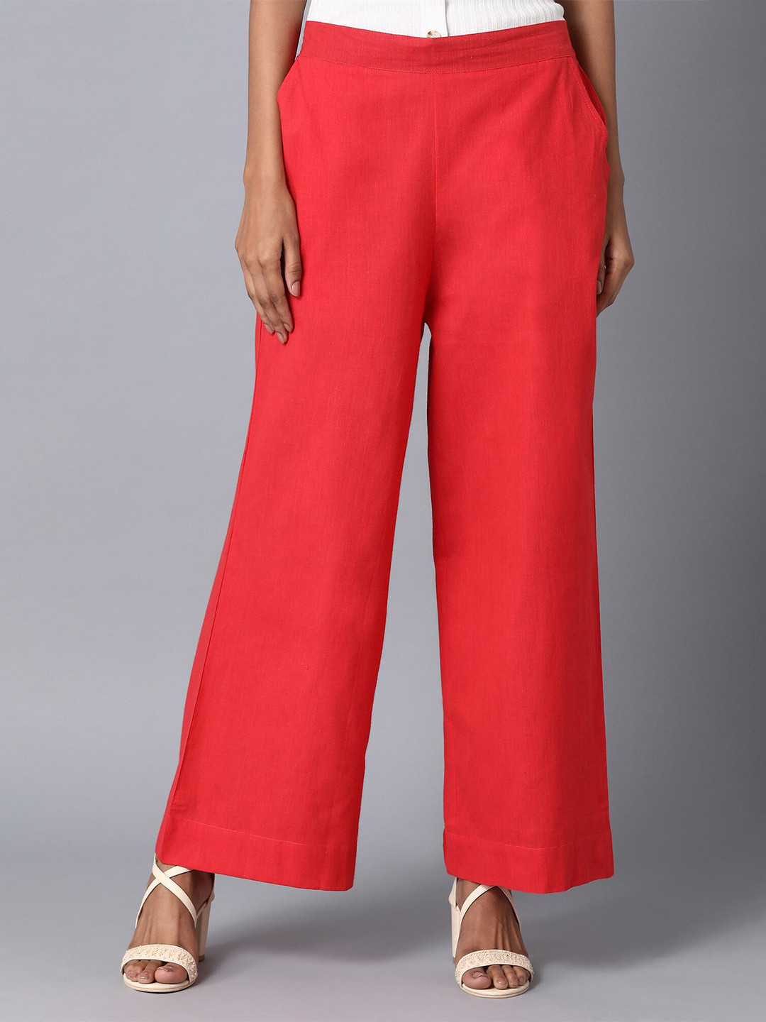 

elleven Women Orange Cotton Palazzos