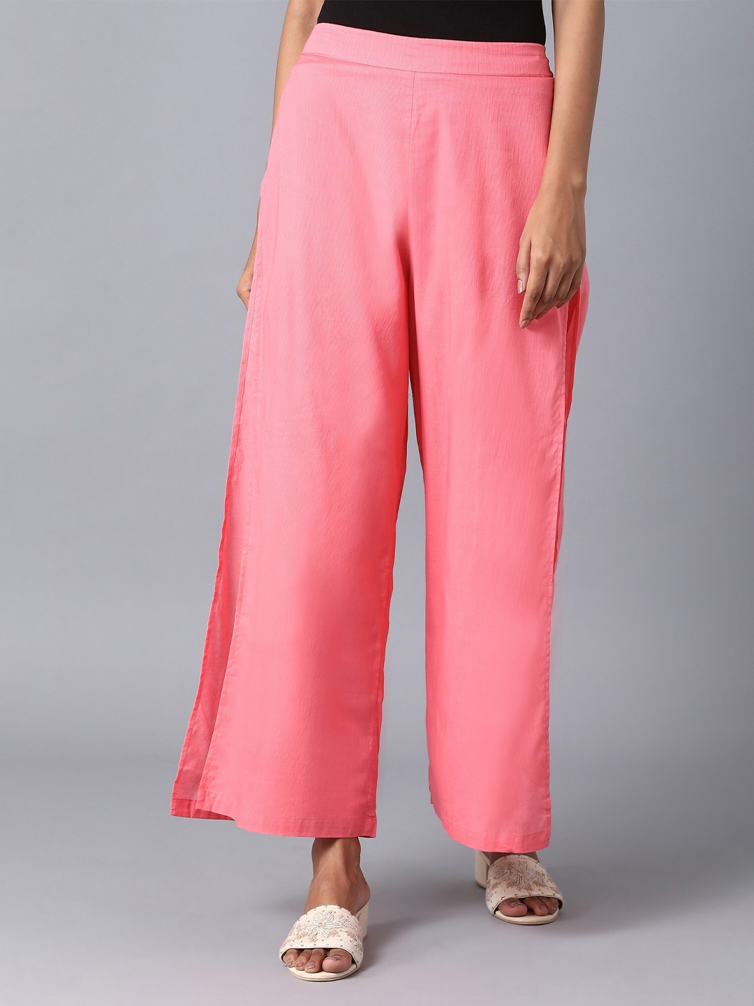 

elleven Women Pink Flared Palazzos
