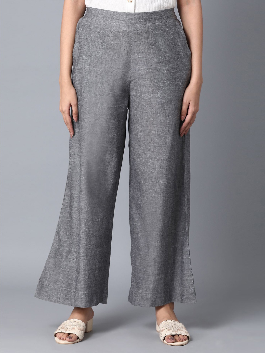 

elleven Women Grey Solid Palazzos