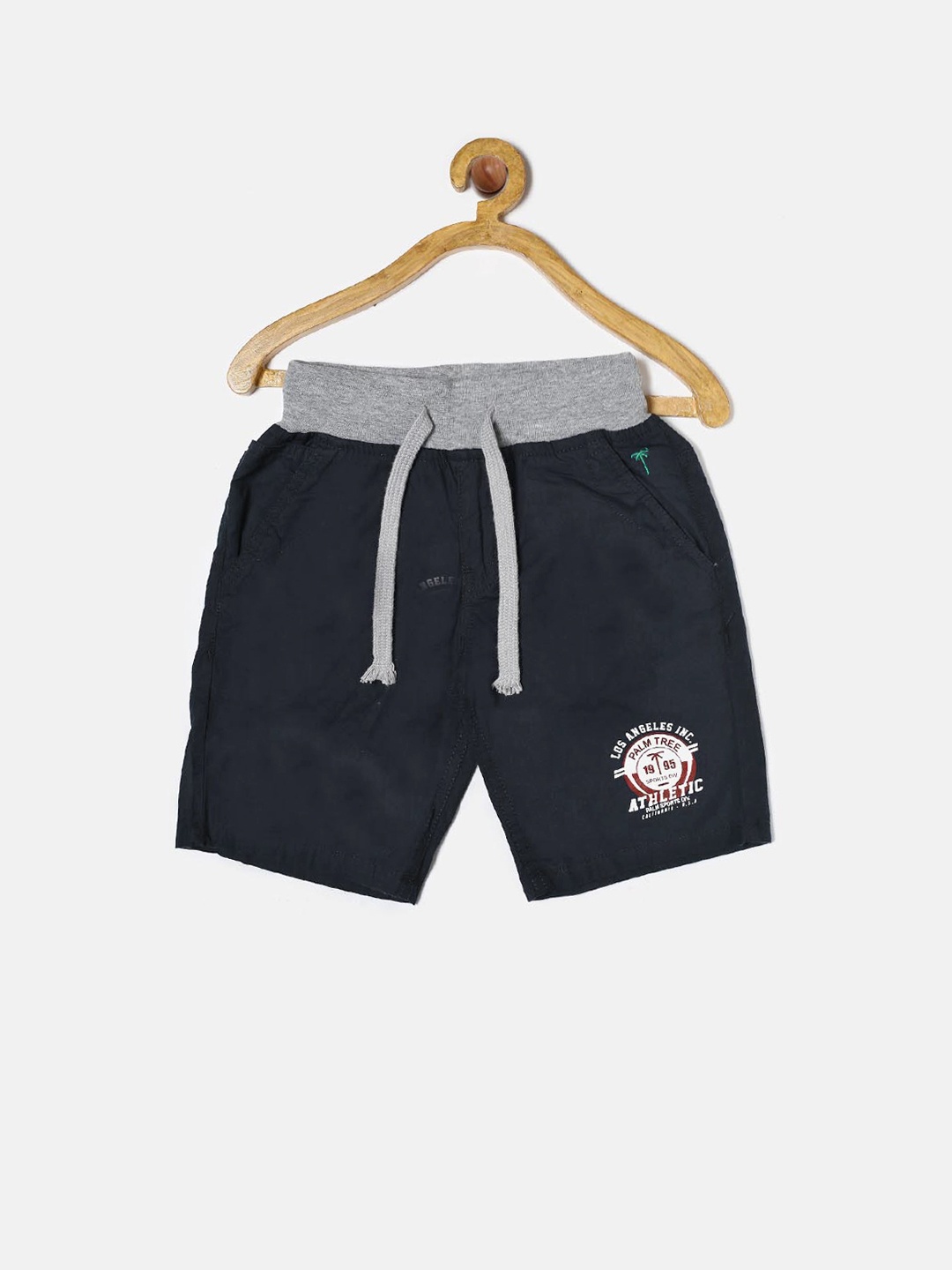 

Palm Tree Boys Navy Solid Regular Fit Shorts, Navy blue