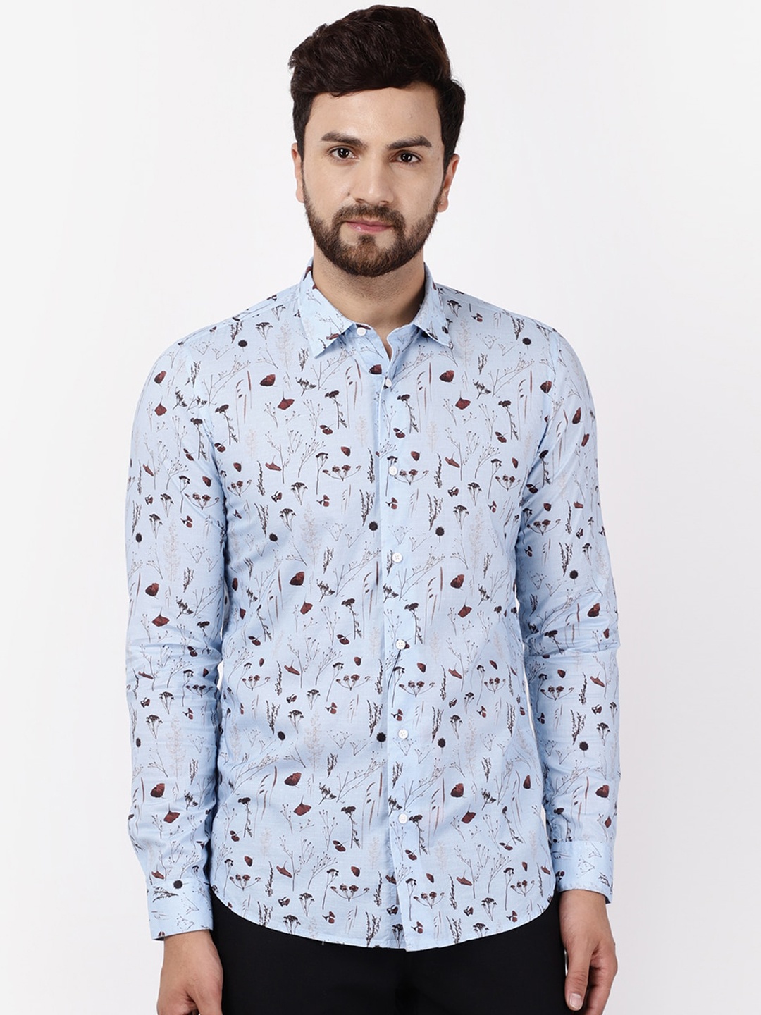 

Blackberrys Men Blue Pheonix Skinny Fit Floral Opaque Printed Casual Shirt