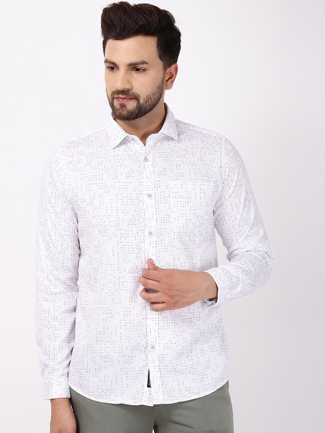 

Blackberrys Men White India Slim Fit Opaque Printed Casual Shirt