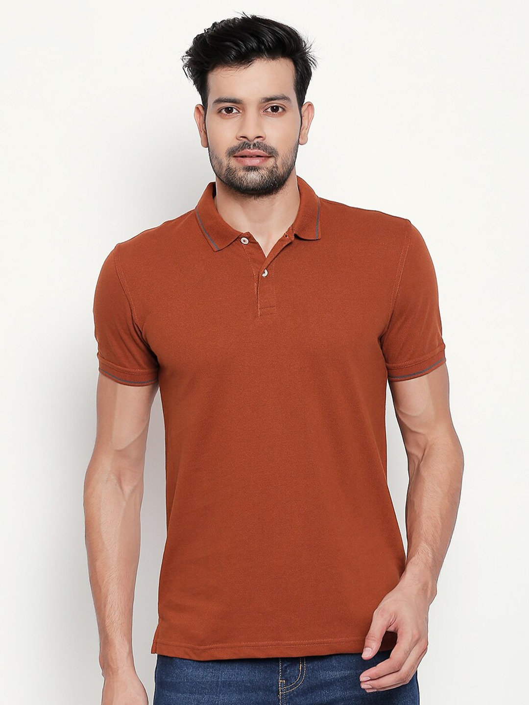 

BYFORD by Pantaloons Men Brown Polo Collar T-shirt
