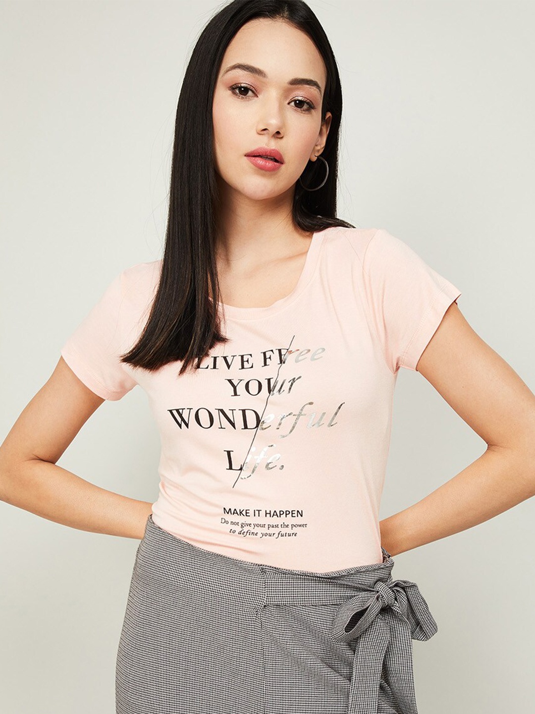 

Fame Forever by Lifestyle Women Pink Typography Printed T-shirt