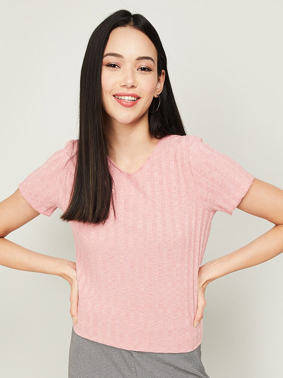 

Fame Forever by Lifestyle Pink Striped Regular Top