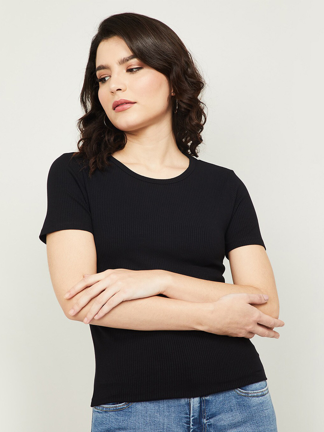 

Fame Forever by Lifestyle Women Black Slim Fit T-shirt