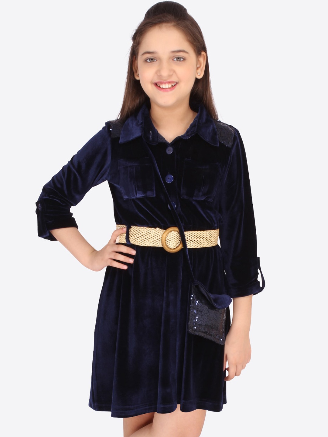 

CUTECUMBER Navy Blue Shirt Dress