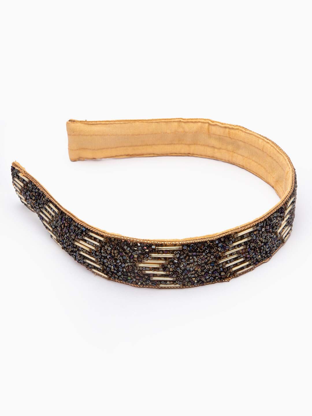 

DEEBACO Women Black & Beige Beaded Hairband