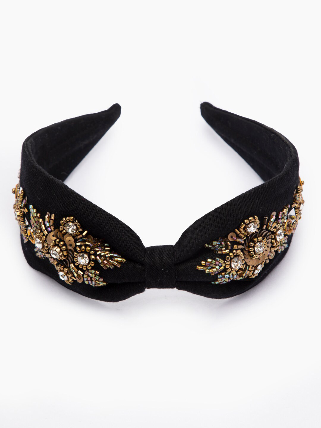 

DEEBACO Women Black & Gold-Toned Embellished Hairband