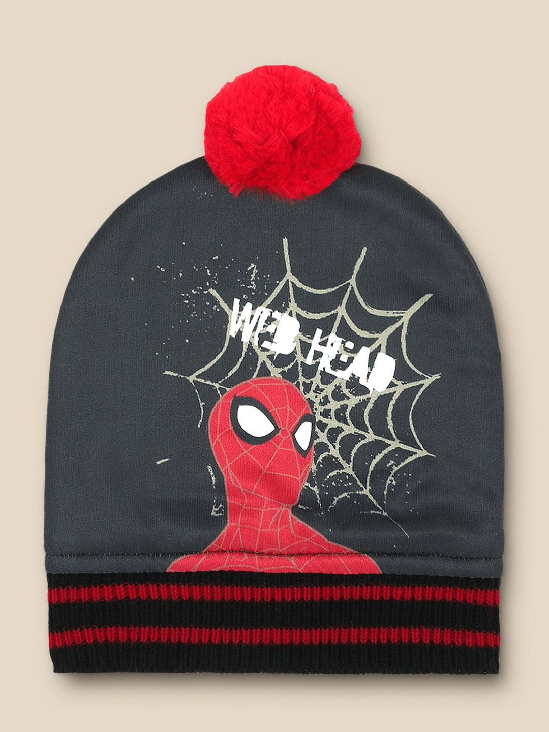 

Kids Ville Boys Black & Red Spiderman Printed Beanie