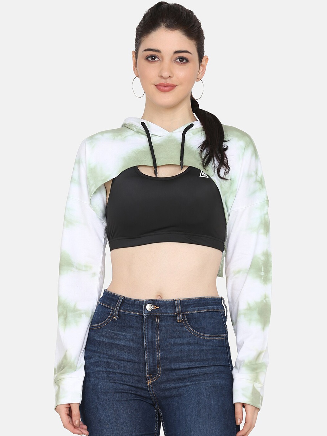

Aesthetic Bodies Women White Hooded Crop Sweatshirt