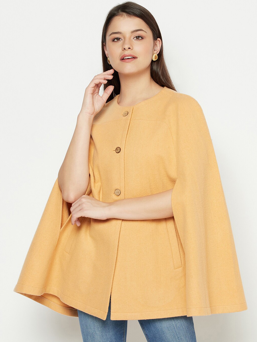 

Owncraft Women Yellow Wool Cape Jacket