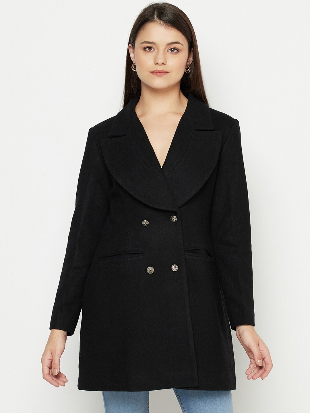 

Owncraft Edition Women Black Solid Longline Over Coat