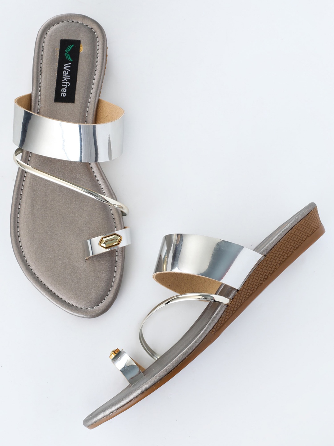 

Walkfree Women Silver-Toned One Toe Flats