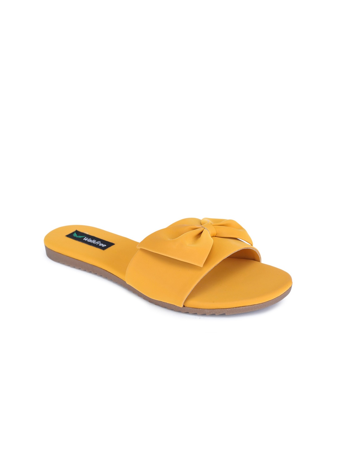 

Walkfree Women Yellow Colourblocked Open Toe Flats with Bows